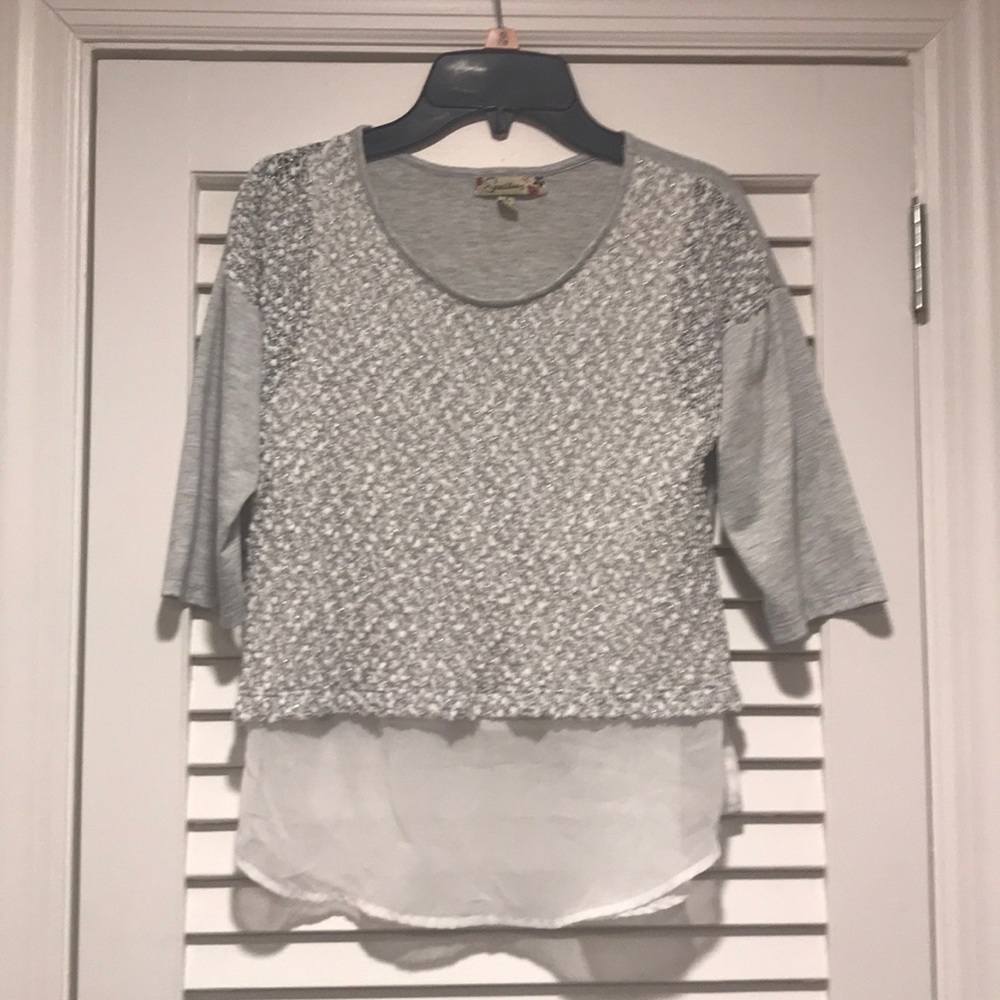 EUC  Speechless Girls silver/sheer blouse size L